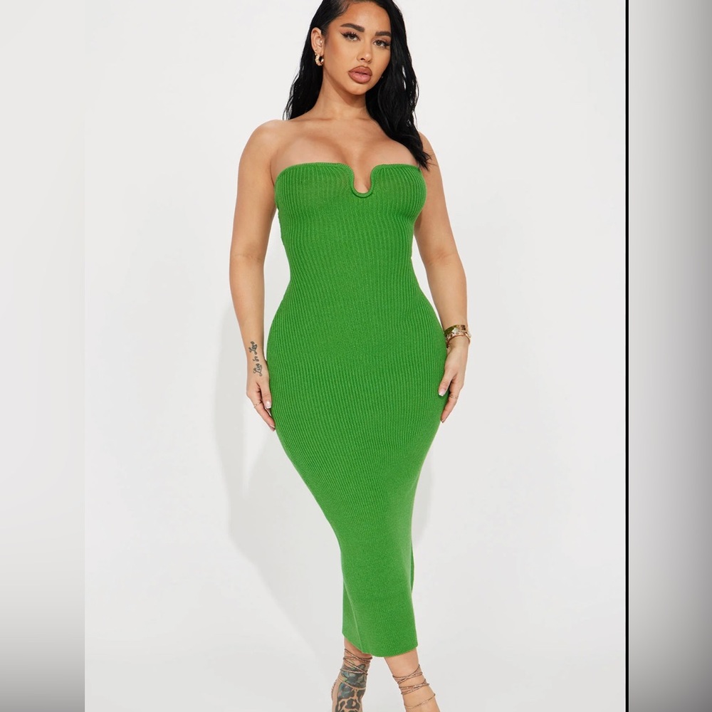 Green midi dress